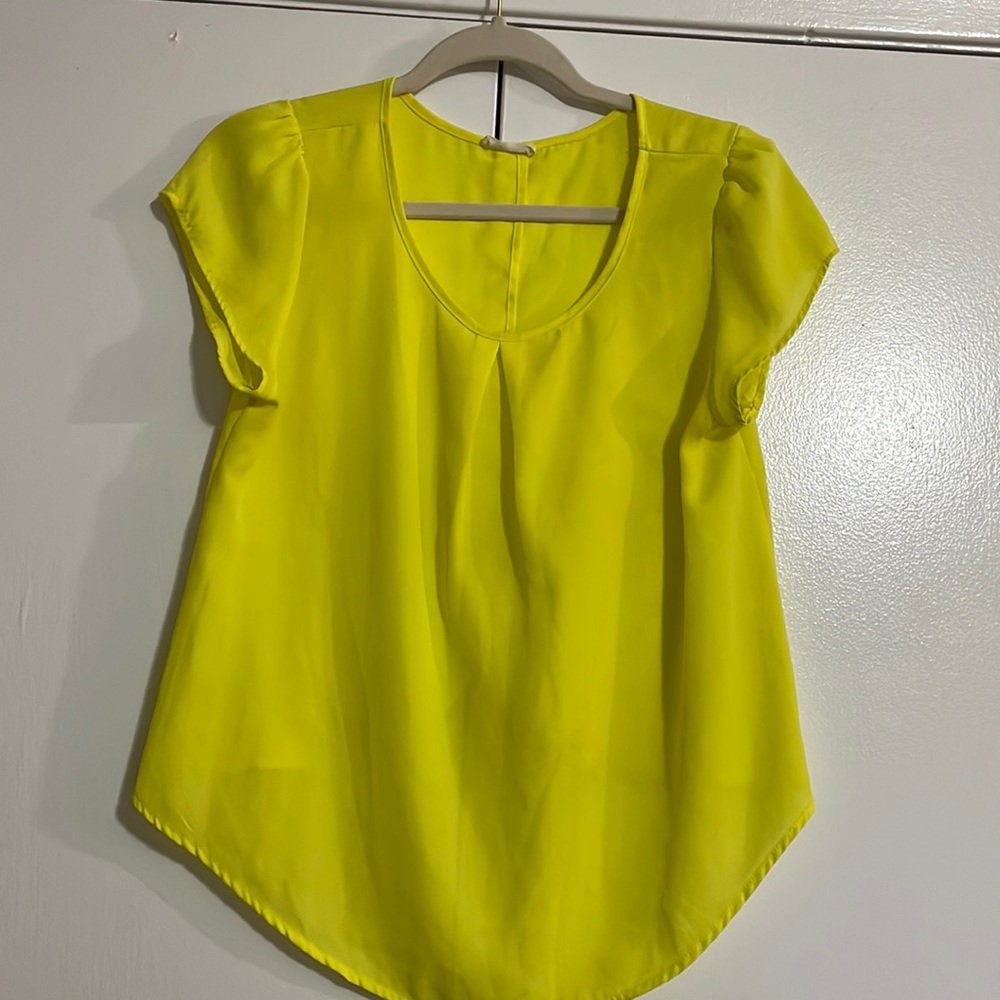 Medium Bright Neon Yellow See Through blouse